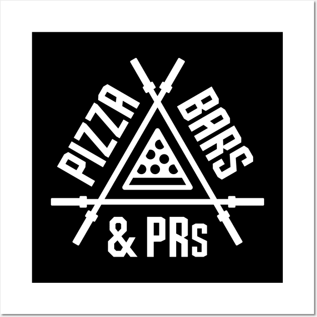 Pizza, Bars and PRs Fitness Triangle Wall Art by brogressproject